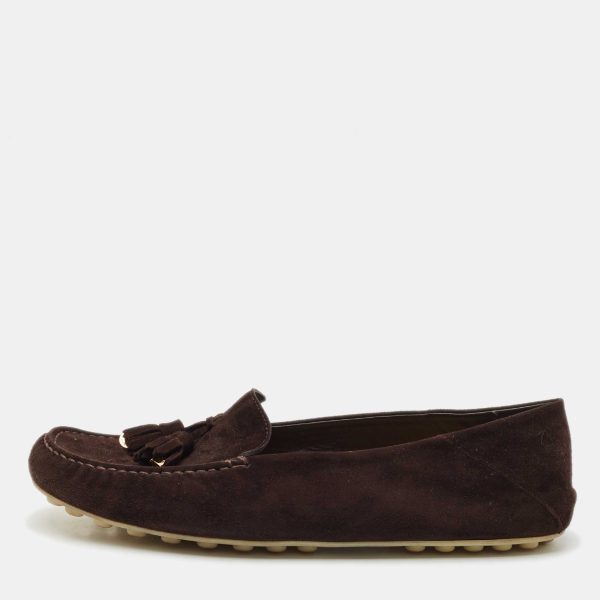 Loro Piana Brown Suede Dot Sole Walk Loafers Size 41