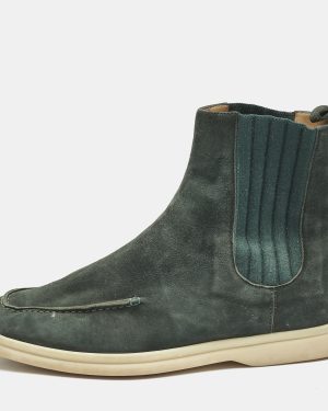 Loro Piana Green Stretch Band and Suede Ankle Length Boots Size 36