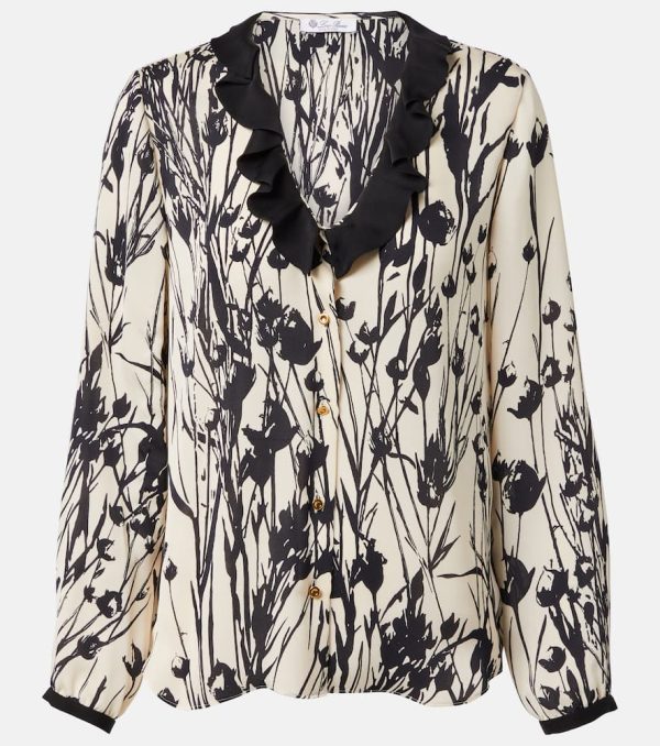Loro Piana Samantha floral ruffled silk blouse