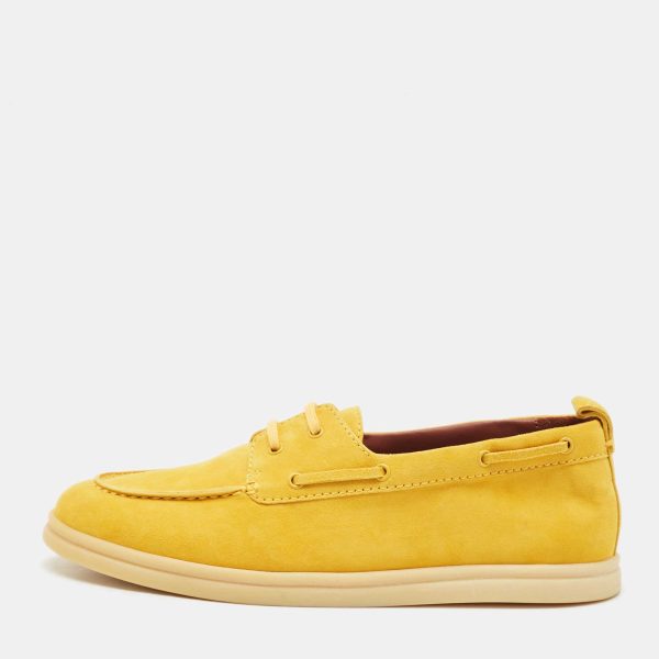 Loro Piana Yellow Suede Sea Sail Walk Loafers Size 37