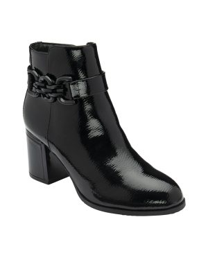 Lotus Amarin Chain Black patent Womens Heeled Boots in a Plain Man-made in Size 8