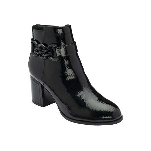 Lotus Amarin Chain Black patent Womens Heeled Boots in a Plain Man-made in Size 8
