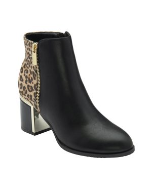 Lotus Athens Black Leopard Womens Heeled Boots in a Plain Man-made in Size 7