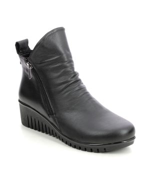 Lotus Cordelia Ceraso Black leather Womens Wedge Boots in a Plain Leather in Size 40