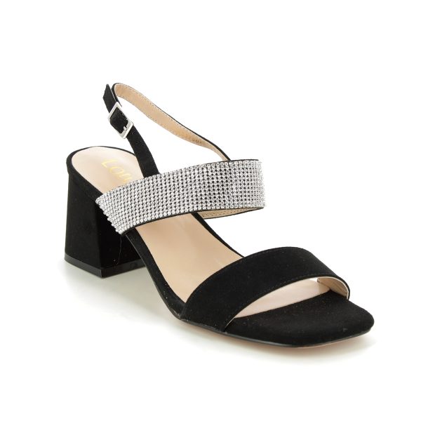 Lotus Elisena Amy Black Womens Heeled Sandals in a Plain Textile in Size 8