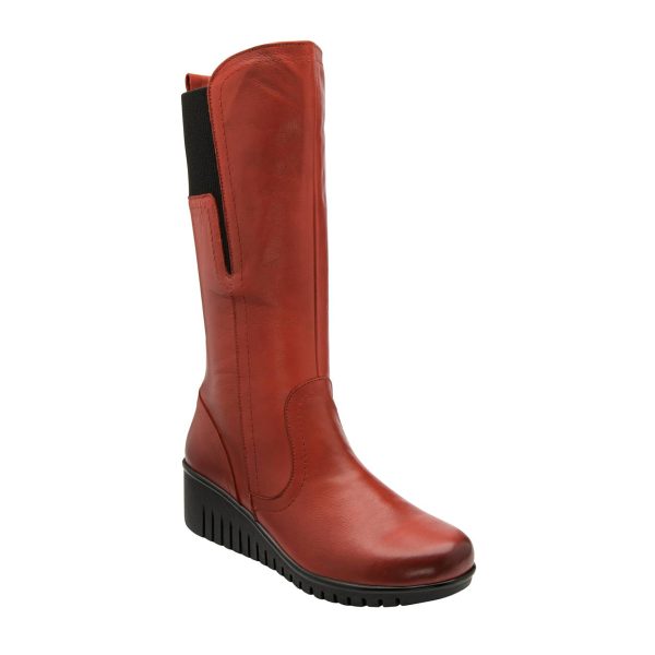 Lotus Fitzgerald Wedge Red leather Womens knee-high boots in a Plain Leather in Size 39