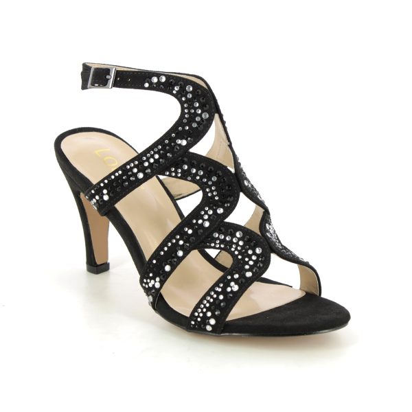 Lotus Kelsey Black Glitz Womens Heeled Sandals in a Plain in Size 7