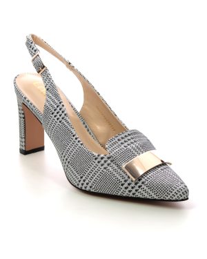 Lotus Oti Check Silver Womens Slingback Shoes in a Plain Textile in Size 6