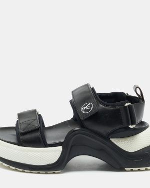 Louis Vuitton Black Leather Paseo Comfort Sandals Size 37