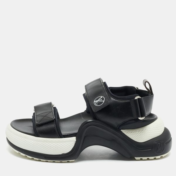Louis Vuitton Black Leather Paseo Comfort Sandals Size 37