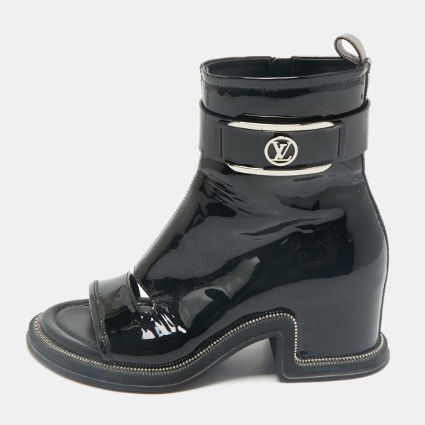 Louis Vuitton Black Patent Leather Moonlight Ankle Boots Size 37