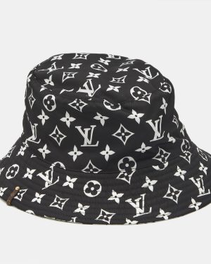 Louis Vuitton Black/White Monogram Synthetic Bucket Hat M