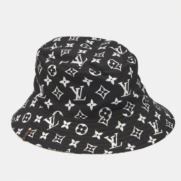 Louis Vuitton Black/White Monogram Synthetic Bucket Hat M