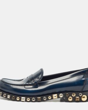 Louis Vuitton Blue/Black Ombre Leather Studded Penny Loafers Size 38