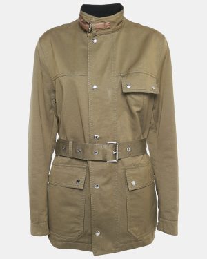 Louis Vuitton Brown Cotton Leather Trim Jacket XL