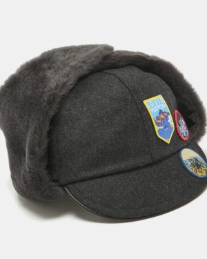 Louis Vuitton Grey Shearling Trim Wool Alps Trapper Hat Size 60