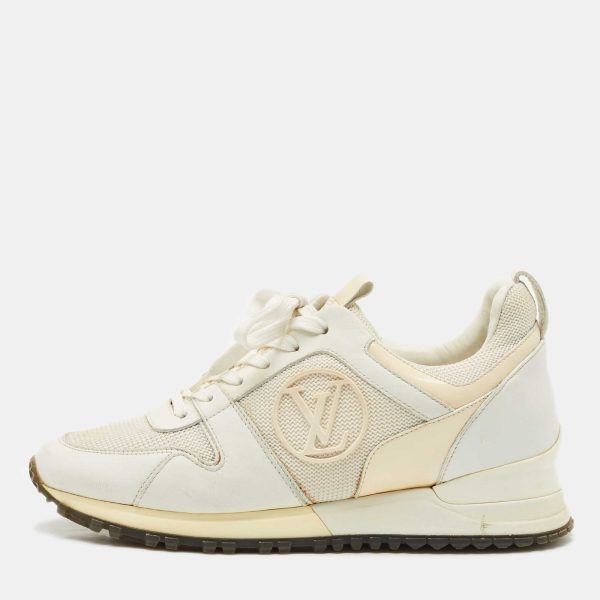 Louis Vuitton White/Cream Leather and Mesh Run Away Low Top Sneakers Size 35.5