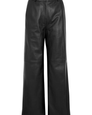 Loulou Studio Noro Black Leather Wide-leg Trousers - M