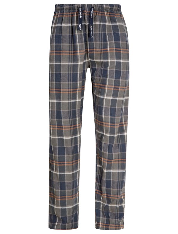 Loungewear Leslie Checked Brush Flannel Cotton Lounge Pants in Green / Navy / L - Tokyo Laundry