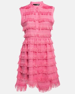 Love Moschino Pink Cotton Fringed Detail Shirt Dress M