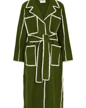 Lovebirds Belted Wool Coat - Green - L