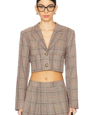 Lovers and Friends Bonnie Cropped Blazer in Tan. Size M, XS.