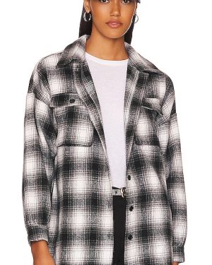 Lovers and Friends Harlow Flannel Shacket in Black. Size S, XS.