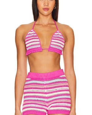 Lovers and Friends Lucia Crochet Bra in Pink. Size XXS.