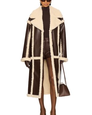 Lovers and Friends Wayne Faux Shearling Coat in Brown. Size M, S, XL, XS, XXS.