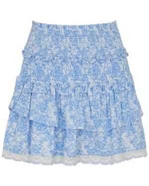 Loveshackfancy Ohana Floral-print Cotton Mini Skirt - Blue - M