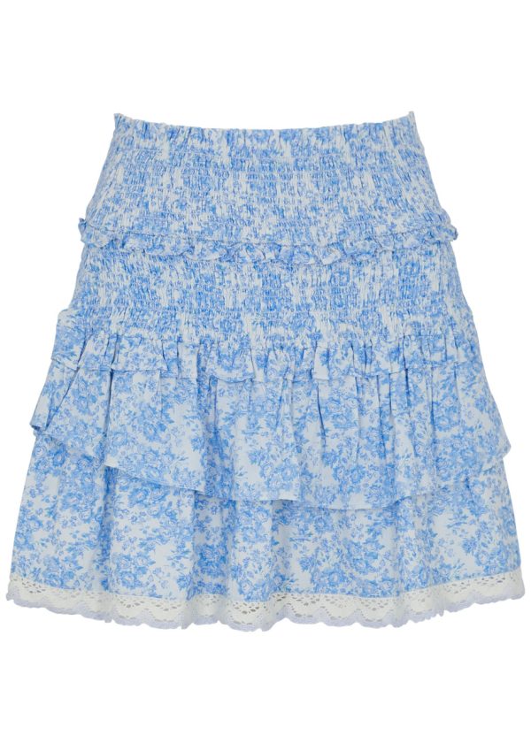 Loveshackfancy Ohana Floral-print Cotton Mini Skirt - Blue - M
