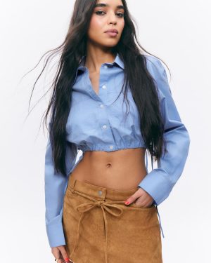 Low Waisted Faux Suede Mini Skirt