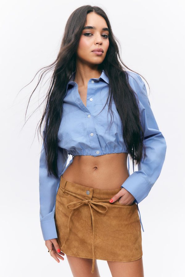 Low Waisted Faux Suede Mini Skirt