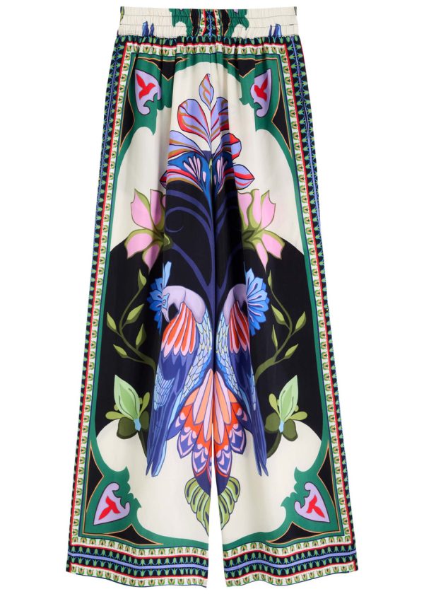 Lug Von Siga Madison Printed Wide-leg Satin Trousers - Multicoloured - 42 (UK14 / L)