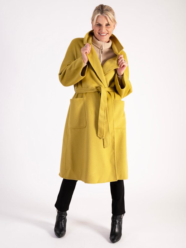 Luxury Mustard Cashmere Wool Mix Long Coat