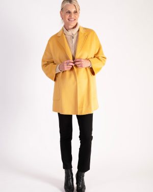 Luxury Yellow Cashmere Wool Mix Short Coat