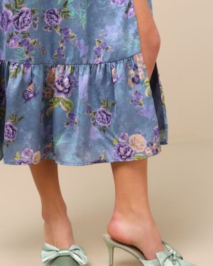 Lyle Sage Green Satin Pointed-Toe Mules