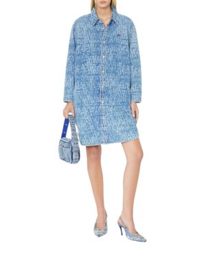 (M) DIESEL DE-BLEX Womens Shirt Dress Mini Casual Denim Blue Jeans Ladies Cotton Top