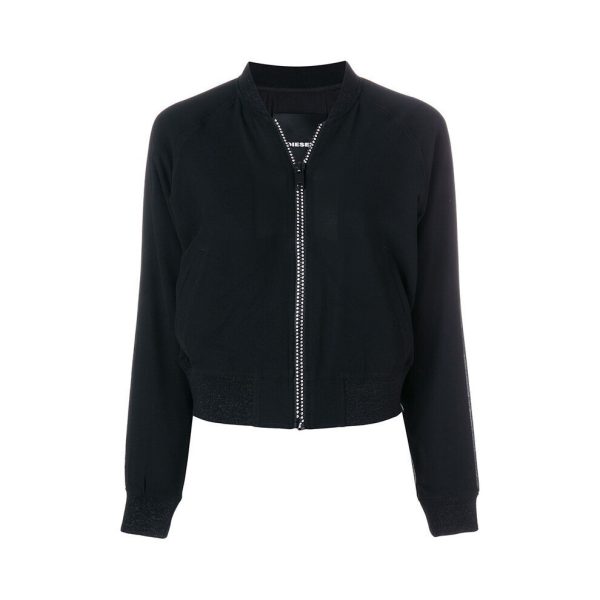 (M) DIESEL DE BRUCE L Womens Bomber Jacket Quilted Varsity Jacket Winter Black Coat