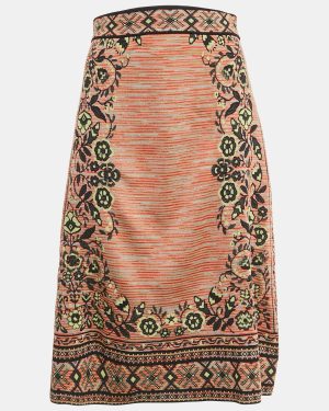 M Missoni Beige/Black Floral Knit Midi Skirt M