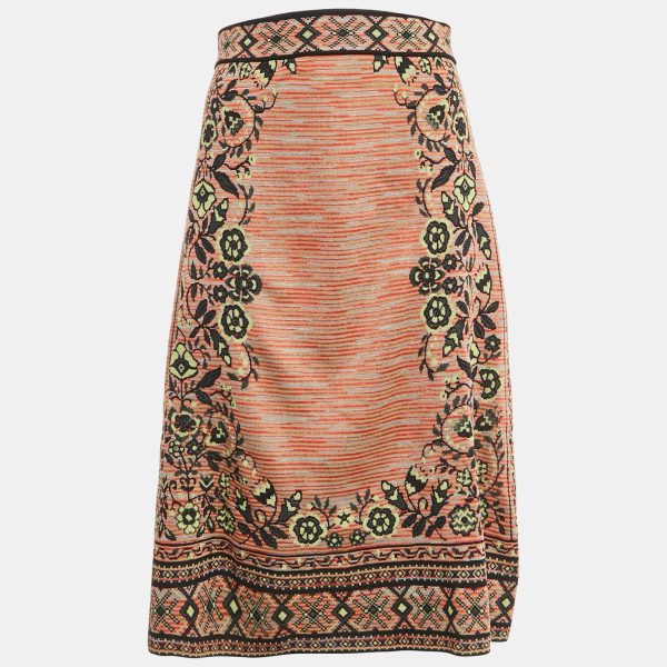 M Missoni Beige/Black Floral Knit Midi Skirt M