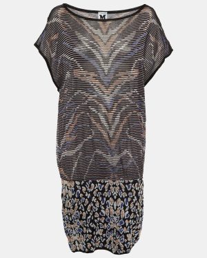 M Missoni Black Animal Pattern Knit Shift Dress L