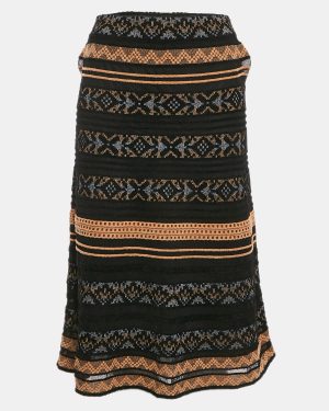 M Missoni Black Stripe Patterned Knit Midi Skirt M