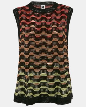 M Missoni Black/Green Patterned Knit Tank Top L
