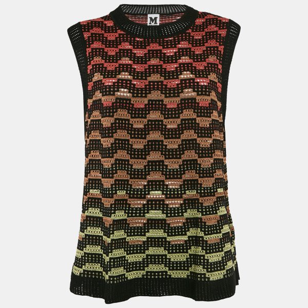M Missoni Black/Green Patterned Knit Tank Top L