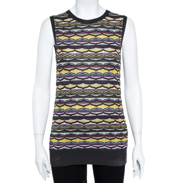 M Missoni Multicolor Patterned Knit Tank Top and Cardigan Set L
