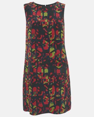 M Missoni Red Printed Silk Shift Mini Dress M