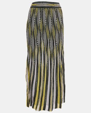 M Missoni Yellow/Black Patterned Lurex Knit Maxi Skirt S