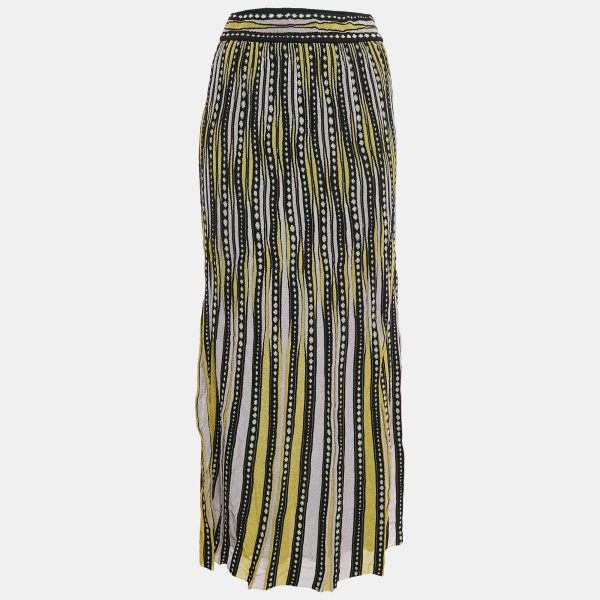 M Missoni Yellow/Black Patterned Lurex Knit Maxi Skirt S