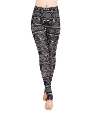 (M) Women Leggings Christmas Print Skinny Trousers Casual Tights Stretch Slim High Waist Stirrup Fitness Pants